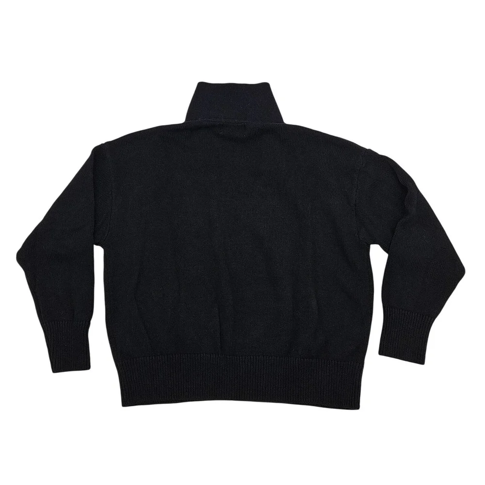 Old Navy Womens Black 100% Cotton Polo Collar V-Neck Knit‎ Sweater Large